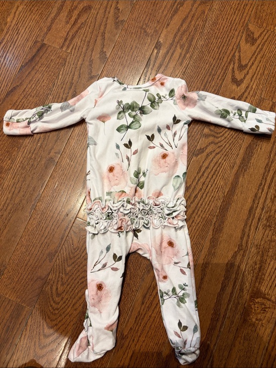 Caden Lane Other - Caden Lane White Footed One-Piece with Pink Floral and Green Leaves